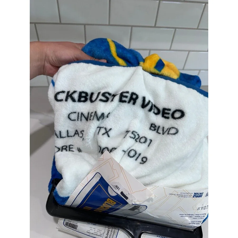 Blockbuster Video VHS Cassette Throw Blanket NWT Spencer's Rare 45 x 60 Blue
